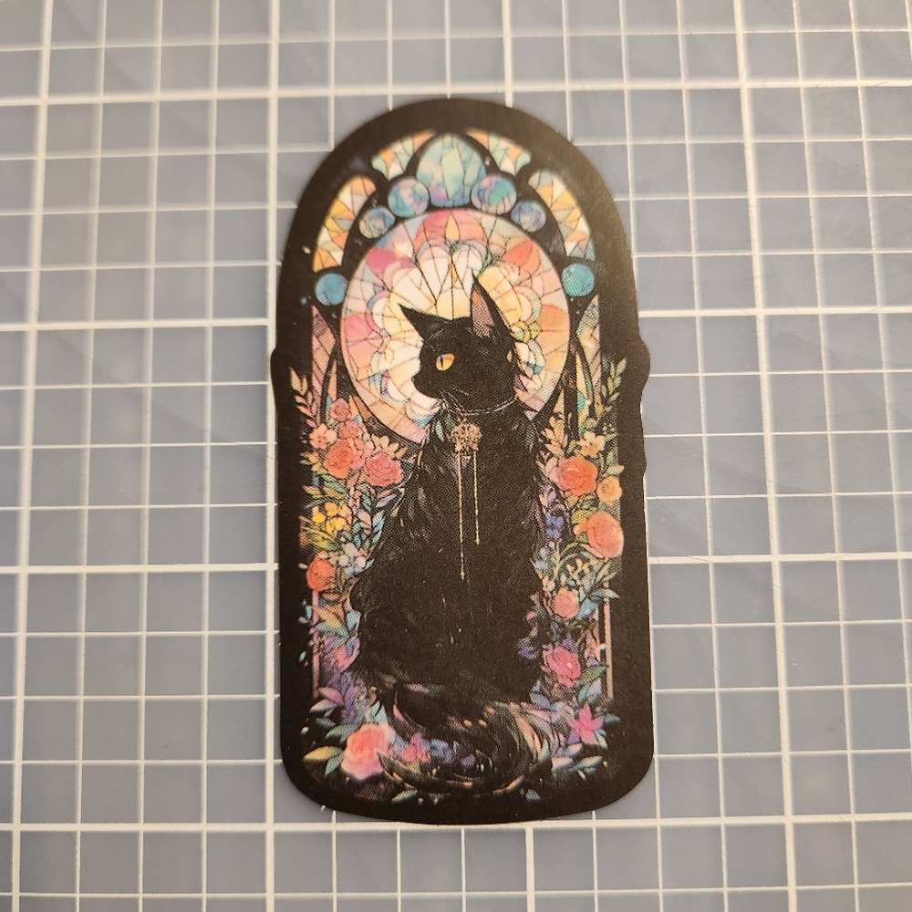 10/$10 Sticker Stained Glass Black Cat Theme Wicca Witchy Goth